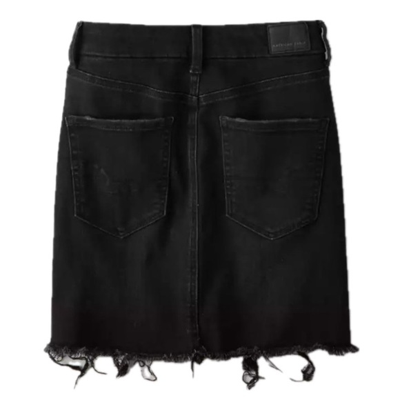 AMERICAN EAGLE High Waisted Black Distressed Denim Mini Skirt - Picture 2 of 13